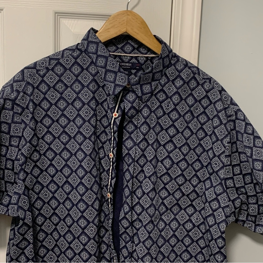 Daniel Cremieux Navy Patterned Button Down Shirt XXL 2X
